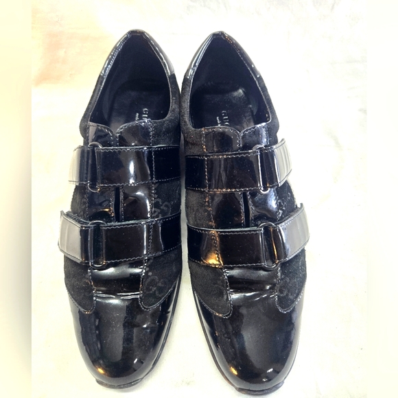 Gucci Women's Size 37 Black Suede Patent Leather Sneaker Shoes